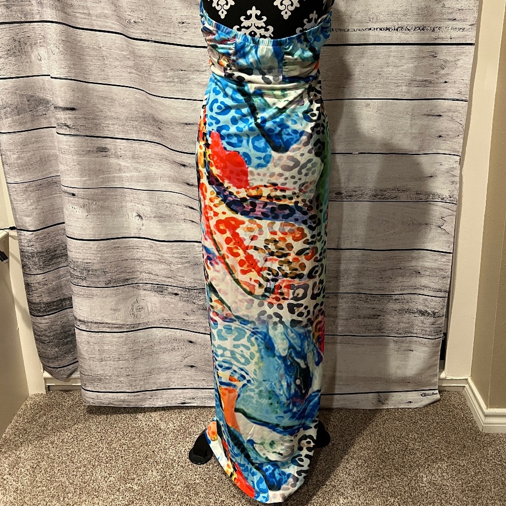 VENUS Maxi Dress size L Topical Bright Beach Cruise Pool Vacation - Picture 6 of 10